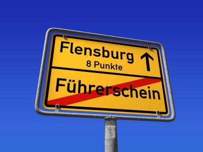 Hinweis: Führerscheinentzug ab 8 Punkten in Flensburg